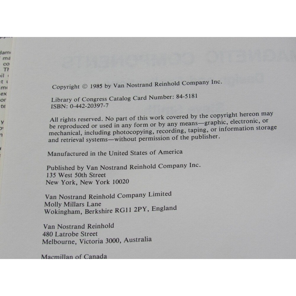 Magnetic Components Design & Applications Steve Smith 1985 First Printing Van - Picture 7 of 14
